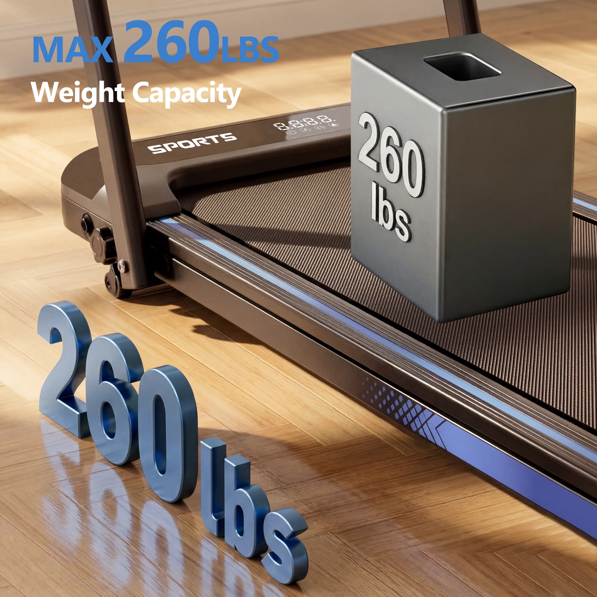 Leumius 3 in 1 Treadmill for Home/Office,Folding Treadmill with Walking Pad and Handle Bar,Portable Treadmill with Remote Control & LED Display,260 Lbs Capacity,Black