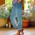 thumbnail image 2 of YUANGUANST Wide Leg Pants Woman Summer Linen Pants For Women Wide Leg Boho Pants Loose Palazzo Pants Floral Pants With And Pockets Office Slacks, 2 of 4