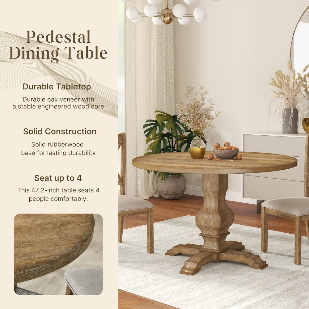 Roundhill Furniture Havre Pedestal Base Round Dining Table