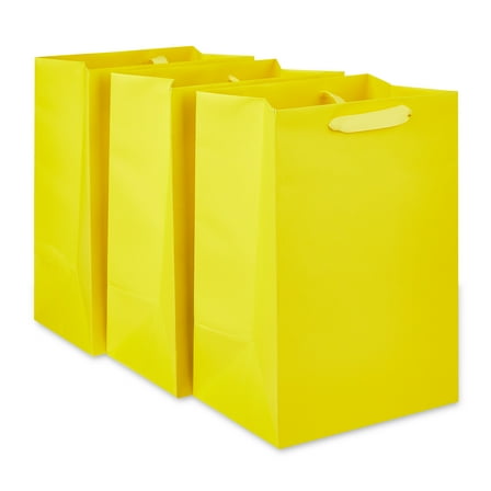 Large Yellow Gift Bags, 7" x 10", 3 Count, by Way To Celebrate