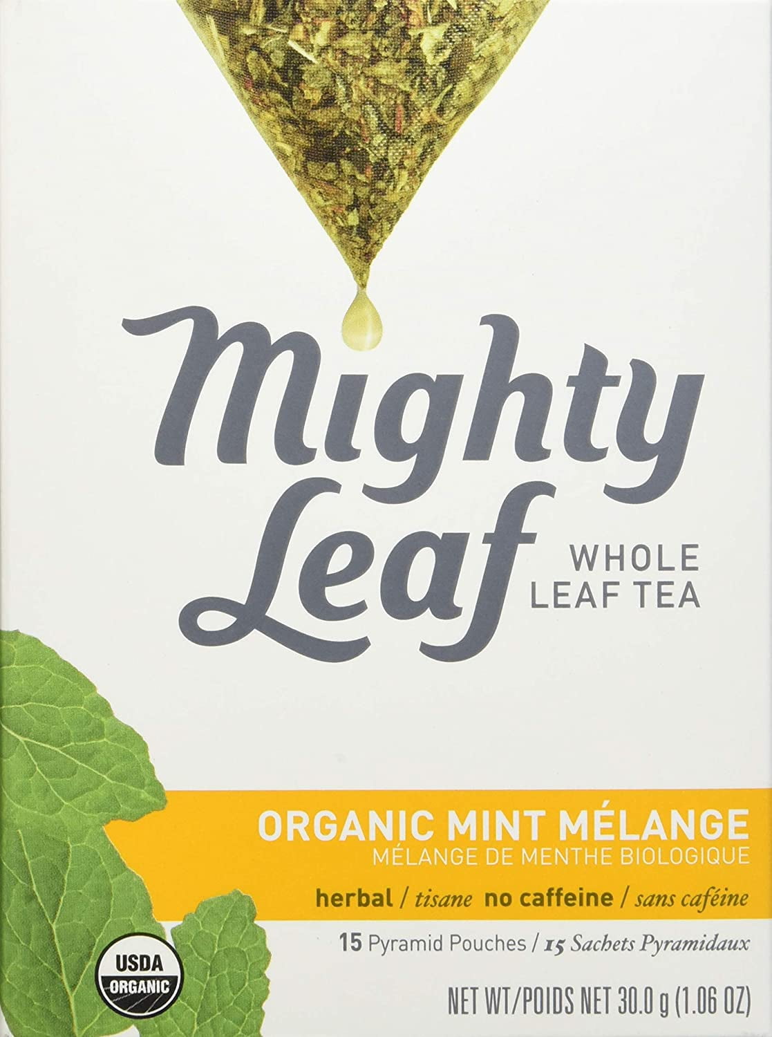 Mighty Leaf Organic Tea, Mint Melange, 15Count Whole Leaf Pouches 1.32 Ounce Mighty Leaf Organic Tea, Mint Melange, 15Count Whole Leaf Pouches 1.32 Ounce