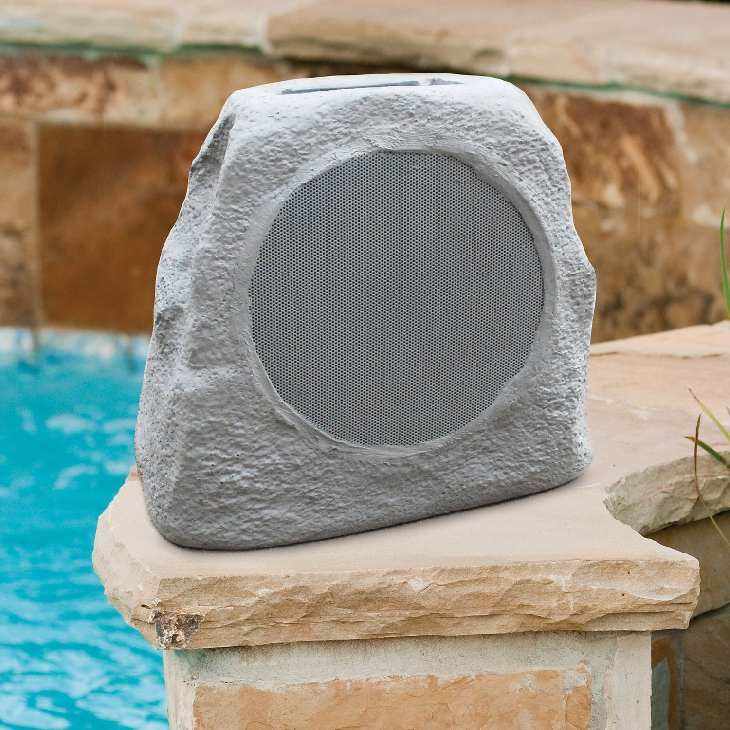 ION Glow Stone Link Solar Bluetooth Multi-Sync 10-Watt-Peak Outdoor Rock Speaker with LED Lights GLOWSTNLINKXUS
