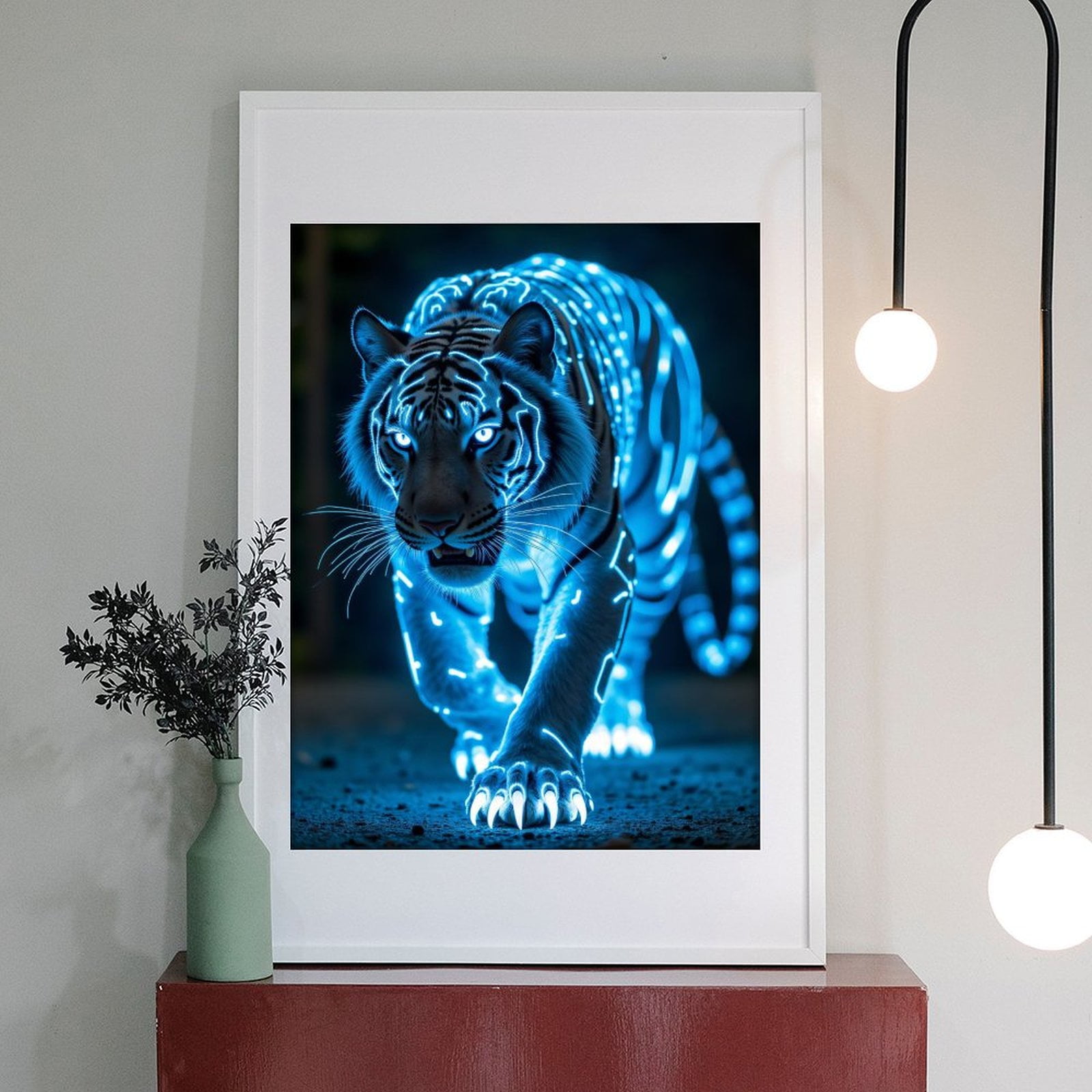 Diamond Art Kit for Adults, Neon Cyber Tiger Night Glow Diamond Painting for Adults Beginners, DIY Diamond Art Painting Kits, 5D Diamond Painting Crafts for Home Decor 12x16 Frameless