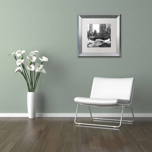 Trademark Fine Art "Gapstow Bridge Central Park" Canvas Art by Philippe Hugonnard, White Matte, Silver Frame