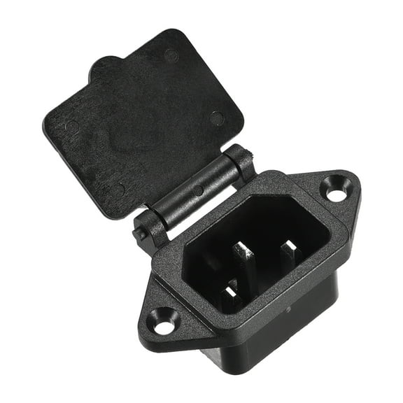AC 250V 10A IEC 320 C14 Panel Mount Plug Power Connector Socket w Spring Cover w Cable 1Set