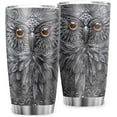 thumbnail image 2 of 3D Emboss Owl Tumbler with Splash Proof Sliding Lid Travel Mug Stainless Steel Coffee Mugs Double Walled Travel Mugs for Ice Drinks＆Hot Beverage Gifts, 20oz, 2 of 4