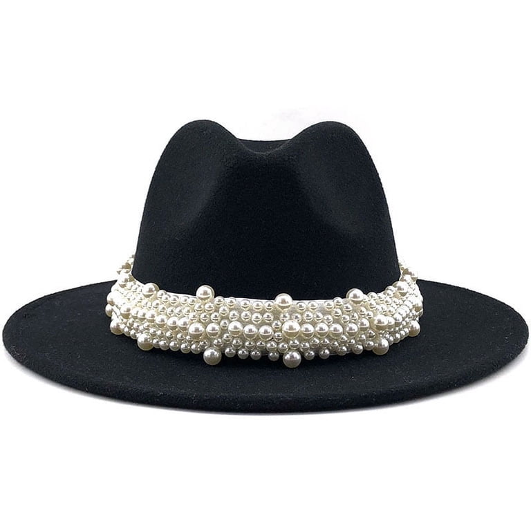 Yidarton Fashion Elegant Jazz Hat Pearl Hat Big Brim Hat  display picture 2