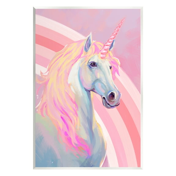 Stupell Industries Pastel Pink Unicorn Fairy Tales & Fantasy Painting Unframed Art Print Wall Art, 10 x 15