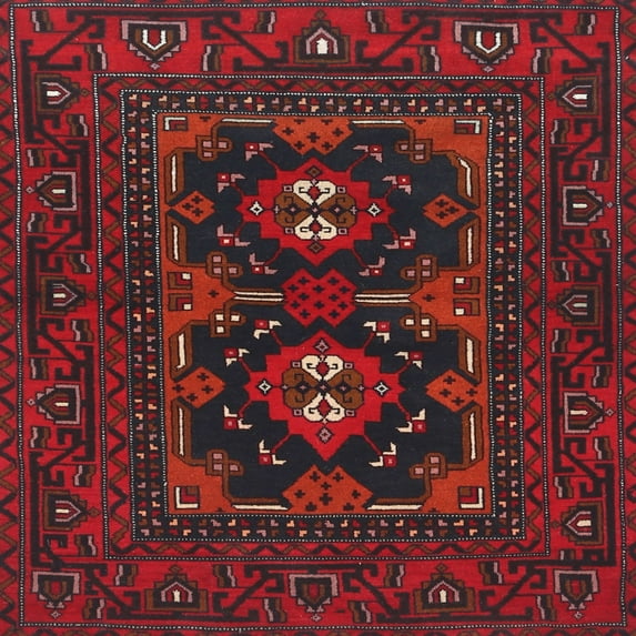 Ahgly Company Indoor Square Traditional Dark Brown Persian Area Rugs, 6' Square