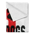 thumbnail image 2 of English Bulldog Soft Flannel Fleece Blanket, Paw Print Silhouette and Giant B Letter Background Custom Logo Design, Cozy Plush for Indoor and Outdoor Use, 50" x 70", Red Black White, by Ambesonne, 2 of 5