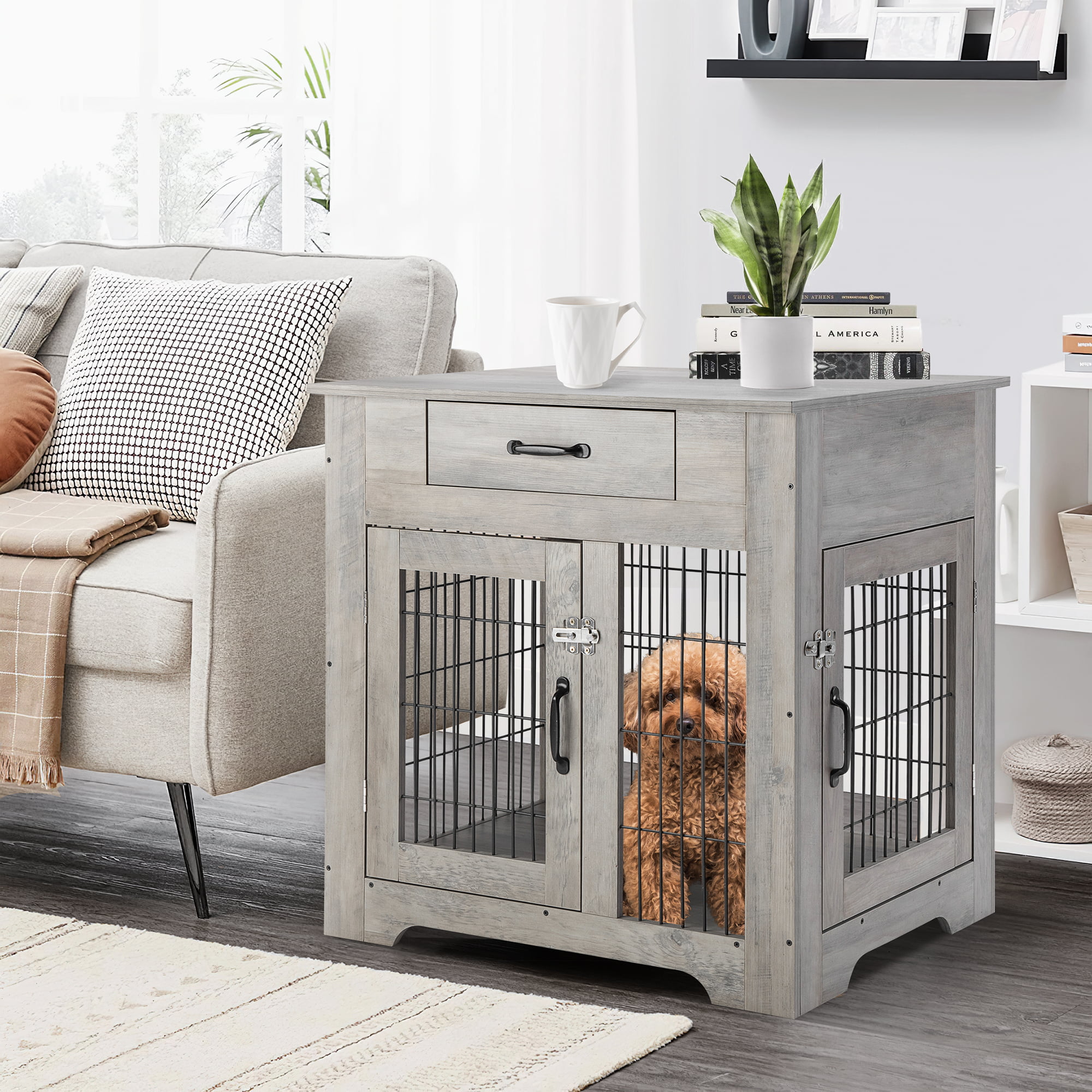 Tucker Murphy Pet™ Furniture Style Dog Crate End Table, Wooden Dog Kennel  With Double Doors, Dog House For Small Medium Dog Indoor Use, 0666 &  Reviews
