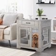 thumbnail image 4 of Furniture Dog Crates 31.1'' Wood Look Dog Kennel End Table with Drawer, Dog House Indoor Use, Chew-Proof, Casual Home Wooden Pet Crate, Indoor Pet Crate Side Table, Grey, 4 of 7