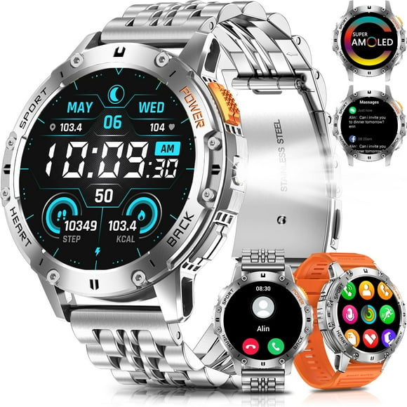 Reloj PODOEIL Military AMOLED Bluetooth Call de 1,43 pulgadas a prueba de agua