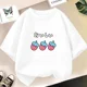 thumbnail image 3 of Camiseta de algodón con estampado de sonrisas para niñas, camisetas informales de verano de manga corta con cuello redondo para niños, camisetas para bebés, ropa para niños, 3 of 5