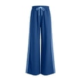 thumbnail image 4 of Womens Casual Pants Wide Leg Baggy Track Pants Low Rise Side Striped Slouchy Palazzo Sweatpants with Drawstring, 4 of 6