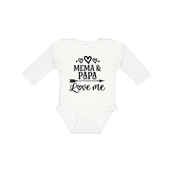 Inktastic Mema and Papa Love Me Girls Long Sleeve Baby Bodysuit