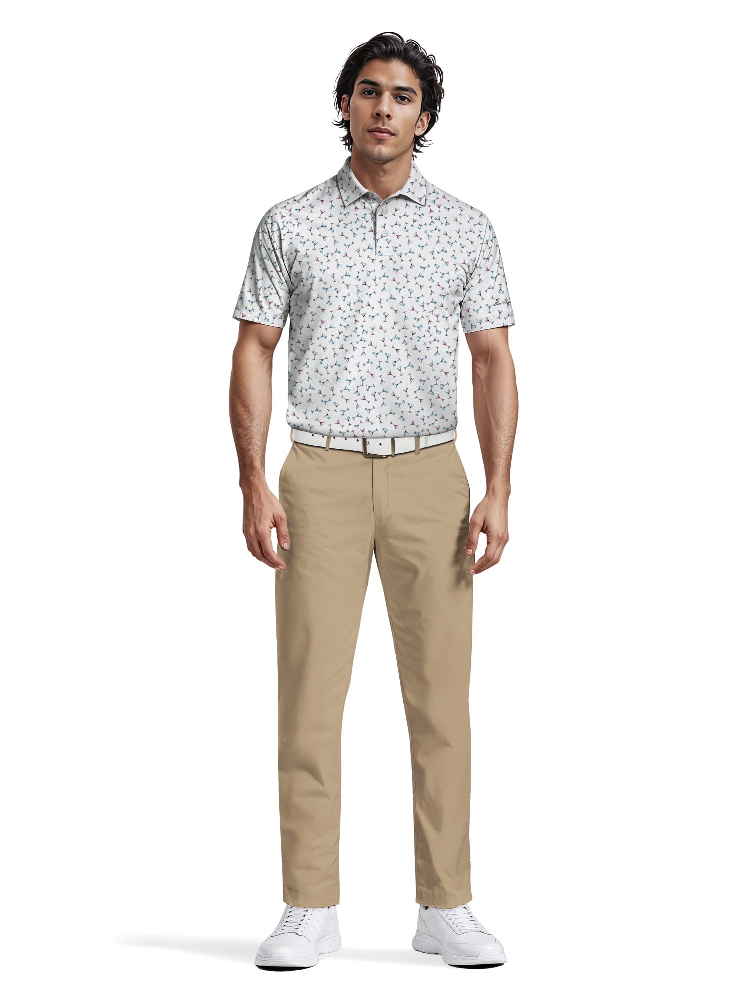 Ben Hogan Men's & Big Men's Performance Martini Printed Short Sleeve Polo Shirt, up to 5XL