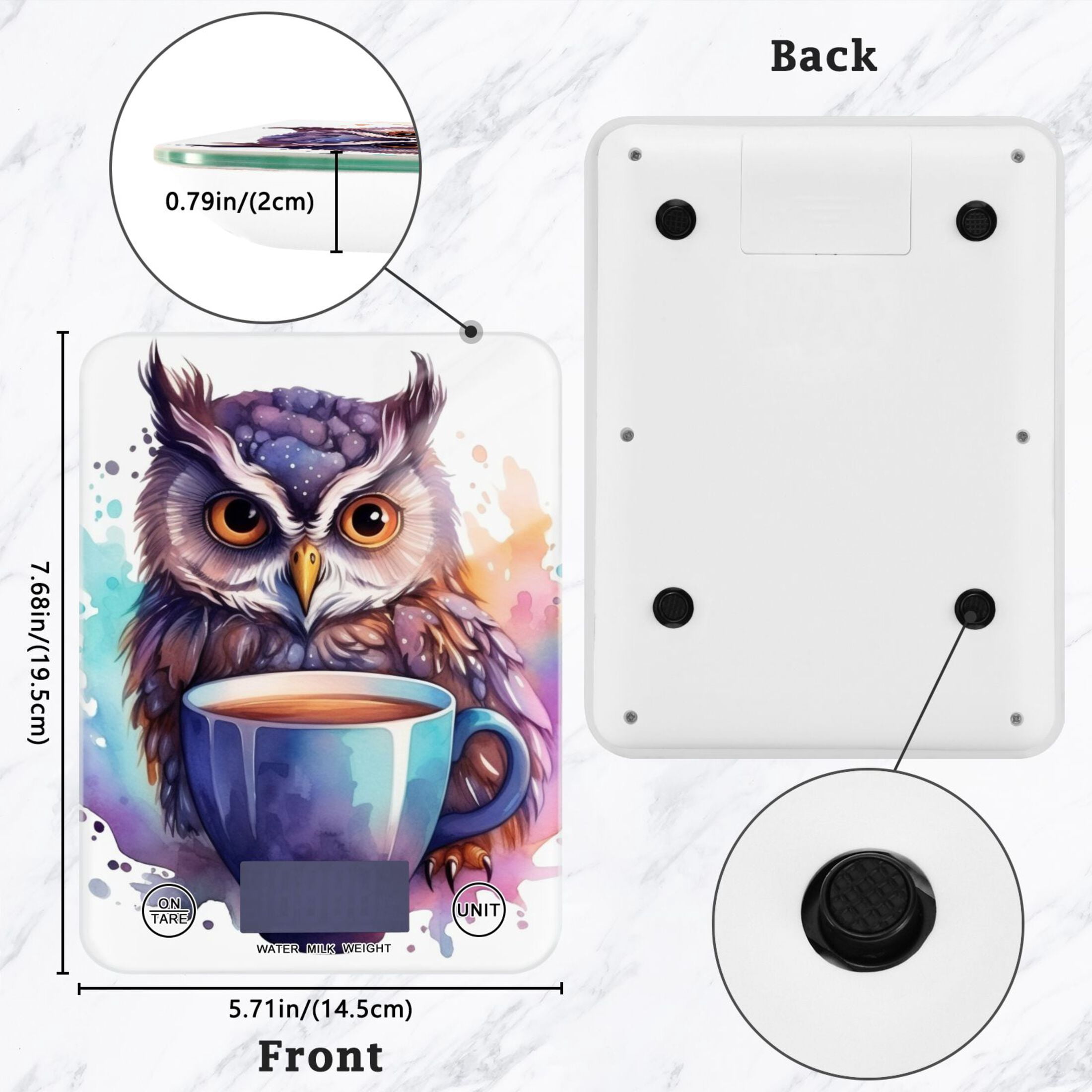 Elflon Cup Coffee Food Scale Digital Kitchen Scale Waterproof Tempered Glass Tare Function 11 lb for Baking Cooking Meal Prep