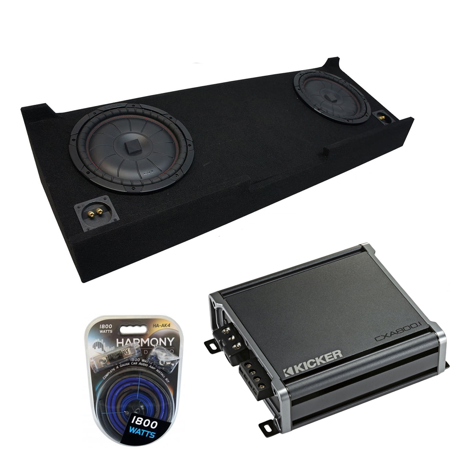 Compatible with 01-06 GMC Sierra Non-HD Crew Cab Truck Kicker CompVT CVT10 Dual 10 Sub Box Enclosure Final 2 Ohm