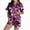 W60-Dark Purple, variant on Women Halloween Printed Lapel Button Short Sleeve Shorts Pajama Set 2PC Home Set Matching Sets