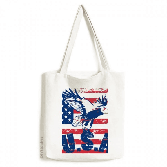 America Flag Haliaeetus leucocephalus Eagle Tote Canvas Bag Shopping Satchel Casual Handbag