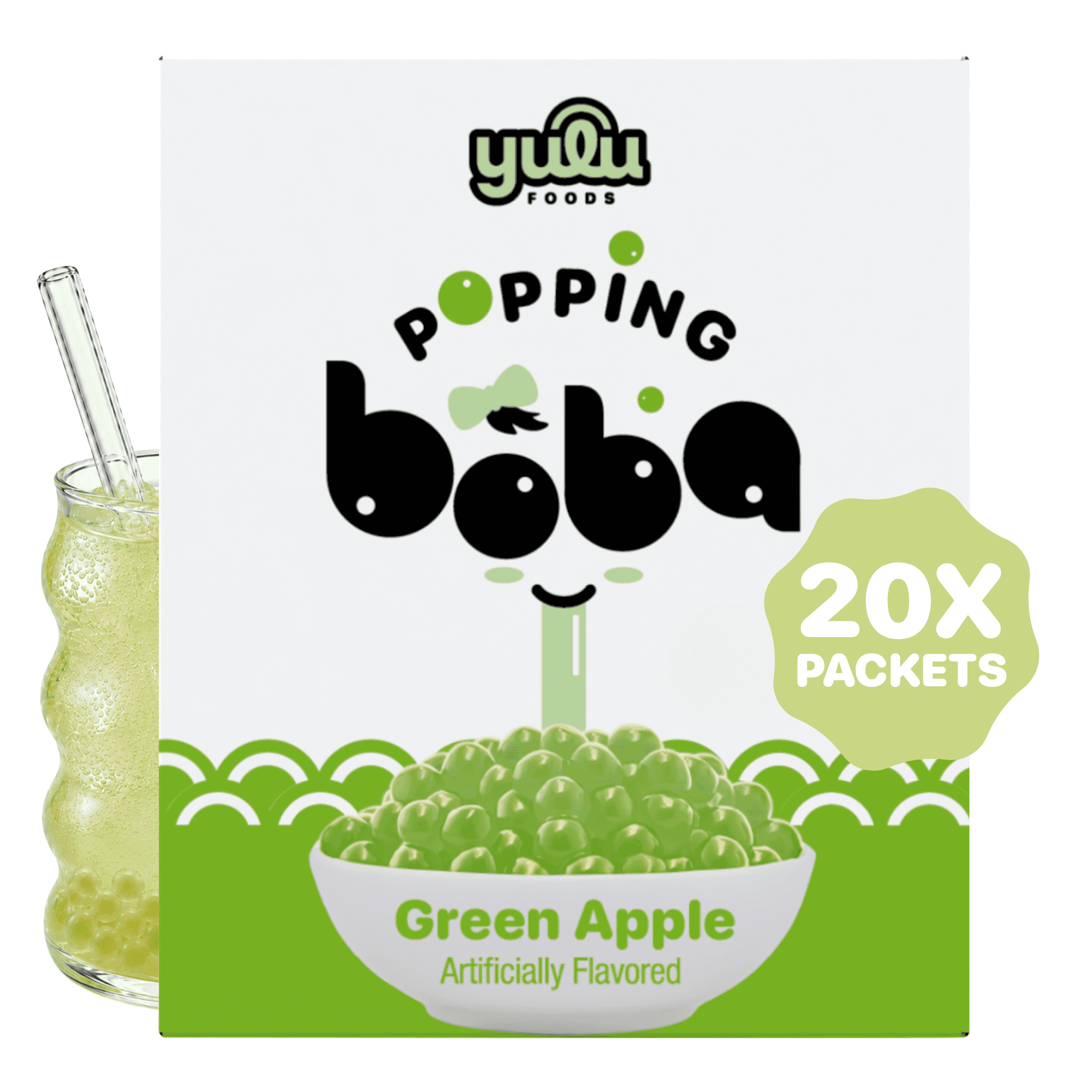 Yulu Foods - Popping Boba - Green Apple  20 Pack - Net Wt 2.2 lb (1KG)