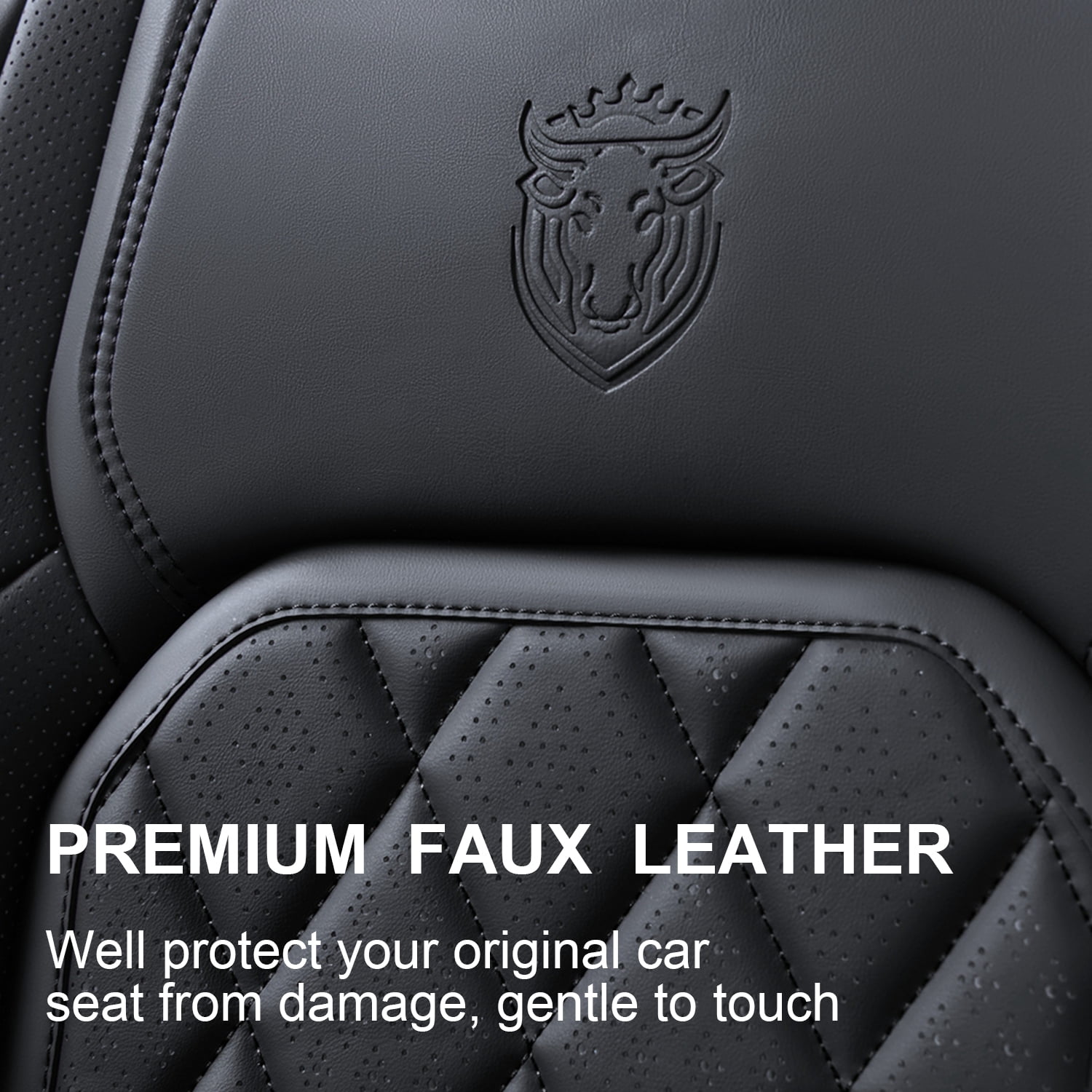 Coverado Front Car Seat Covers, Waterproof Premium Leather Seat Cushions, 6 Pieces Auto Interior Protectors Universal Fit Most Cars, Suvs, Pickup Trucks, Black