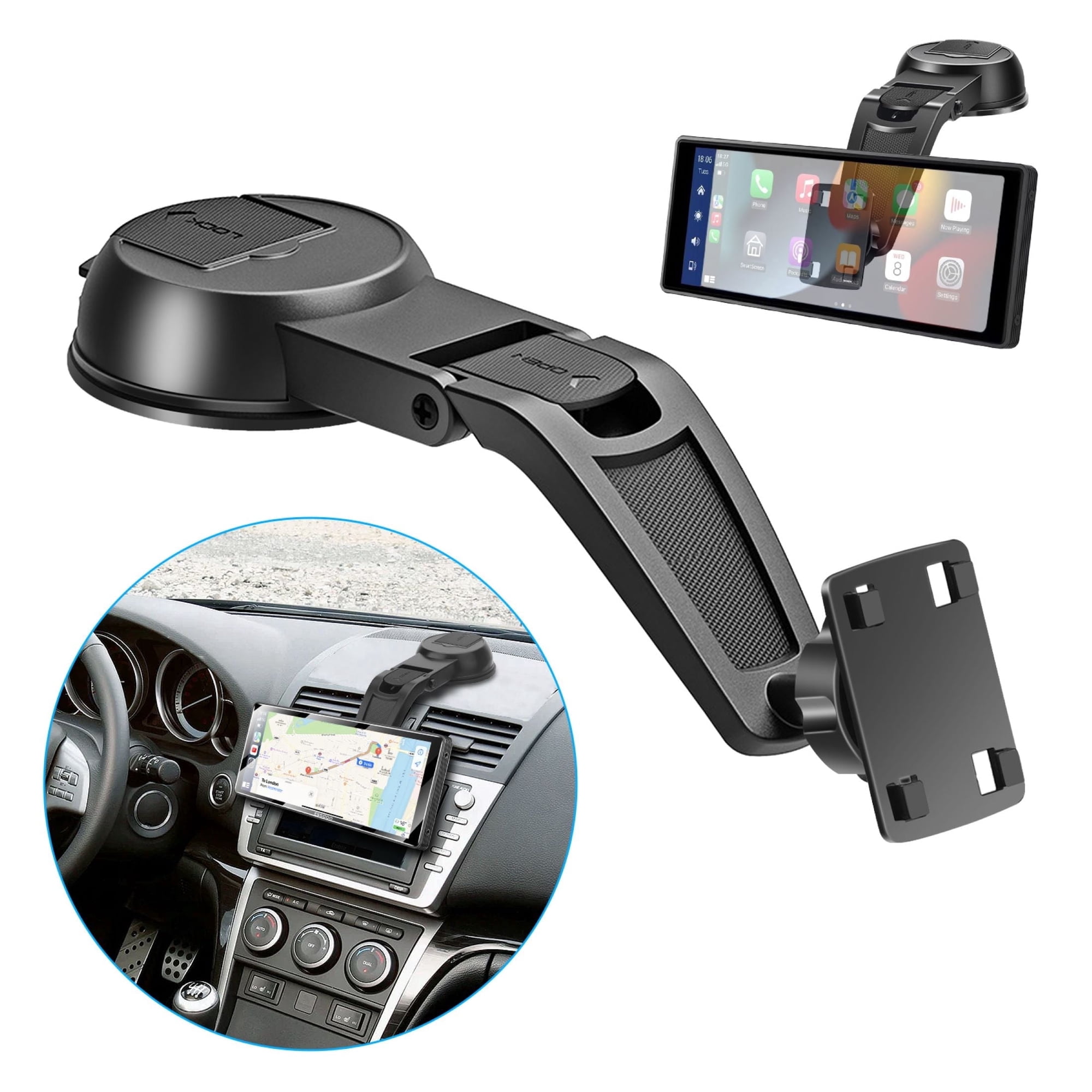 Suction Cup CarPlay Screen Mount, EEEkit 360° Adjustable Windshield Dashboard Car Display Holder Fit for 7" 9" 10.26" CarPlay Screen, Android Auto Monitor, GPS