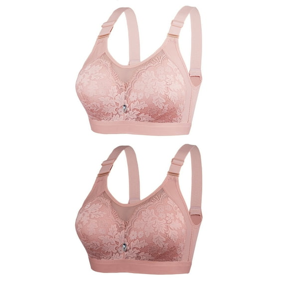 Lmnyox Plus Size Underwire Bras for Women 2 Pack Breathable Push Up Bras Comfortable Full Coverage Bras