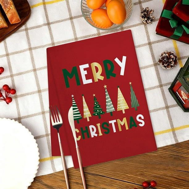 Paño de Cocina de Microfibra con Estampado de Árbol de Navidad | Toalla Multicolor de Poliéster de 45 X 66 Cm | Toalla de Mano para Colgar, Ideal para El Hogar, La Cocina o El Bar.