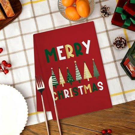 CaiYueKe Christmas Kitchen Towels Red Green White Xmas Dish Towels 18 x 26 Inch Decorative Snowflake Stripe Christmas Tree Hand Towel Farmhouse Tea Towel Kitchen Decor for Winter Housewarming Gift