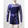 thumbnail image 4 of iiniim Kids Girls One Piece Gymnastics Leotard Long Sleeve Ballet Dance Bodysuit Short Unitard Size 4-14 A Navy Blue 4, 4 of 7
