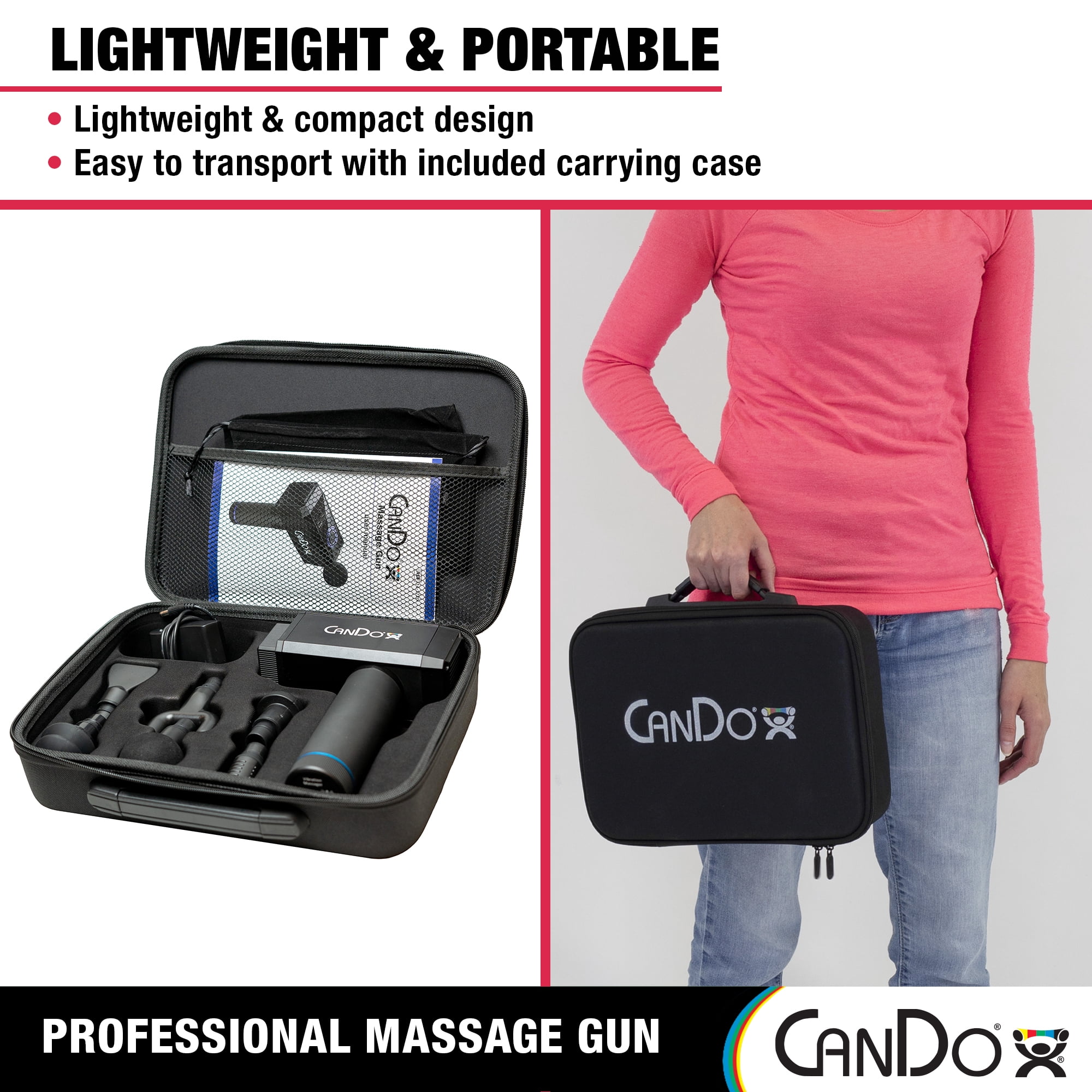 CanDo Massage Gun Complete Set - Handheld Deep Tissue Percussion Premium Professional Muscle Massager For Neck, Back, Body Pain Relief and Muscle Soreness with 6 UniqueMassage Head Attachments