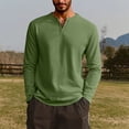 thumbnail image 5 of Mens Long Sleeve Henley Shirt Soft Polyester Moisture Wicking UPF 80+ Casual Basic Tee Light Green L, 5 of 5