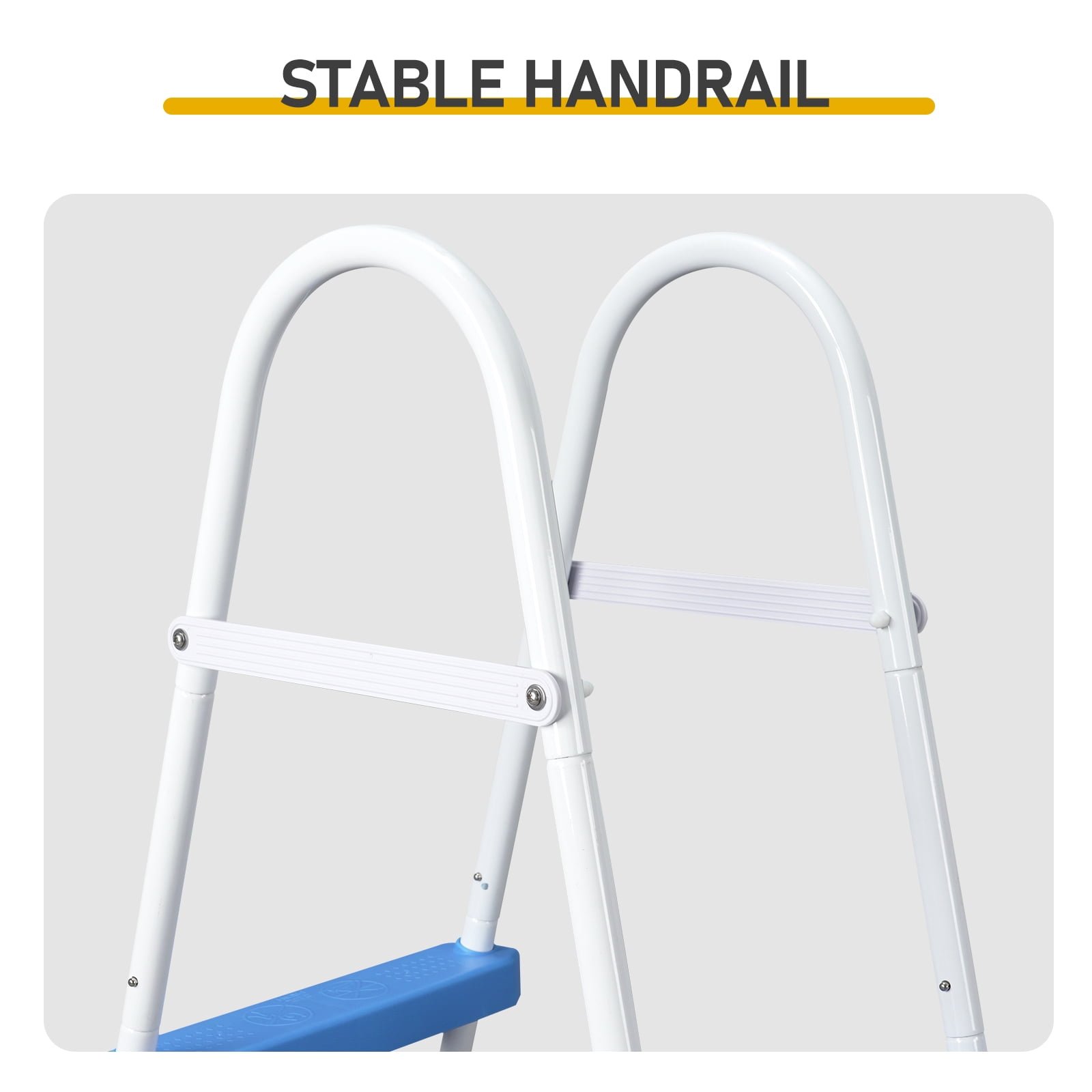 FENGFAN 2-Step 33in Iron Pool Ladder, White Frame Blue Non-Slip Steps, Anti-Rust, for Above Ground Pool Spa, 1 Pack