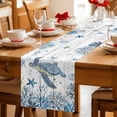 thumbnail image 5 of Blue Sea Turtles Table Runner 90 Inches, Coastal Ocean Sea Starfish Coral Wood Grain Bed Runner Dresser Scarves Tabletop for Indoor Outdoor Parties/Ceremony/Banquet, 13" x 90", 5 of 9
