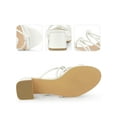 thumbnail image 2 of BLISSFUL STEP Pointed Toe Double Knotted Block Heel Slide Sandals for Women White (Size 9), 2 of 4