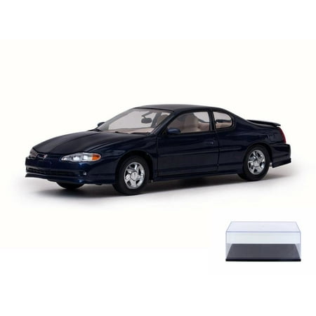 Diecast Car & Display Case Package - 2000 Chevy Monte Carlo SS, Navy Blue - Sun Star 1986 - 1/18 Scale Diecast Model Toy Car w/Display (Best Year For Monte Carlo Ss)