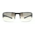 thumbnail image 3 of Mens Rimless Wrap Narrow Rectangle 90s Metal Rim Designer OG Sunglasses Silver Black Grey Clear, 3 of 4