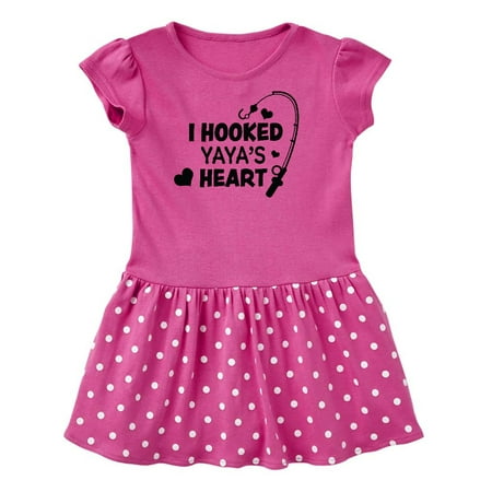 

Inktastic I Hooked Yayas Heart with Fishing Rod Gift Toddler Girl Dress