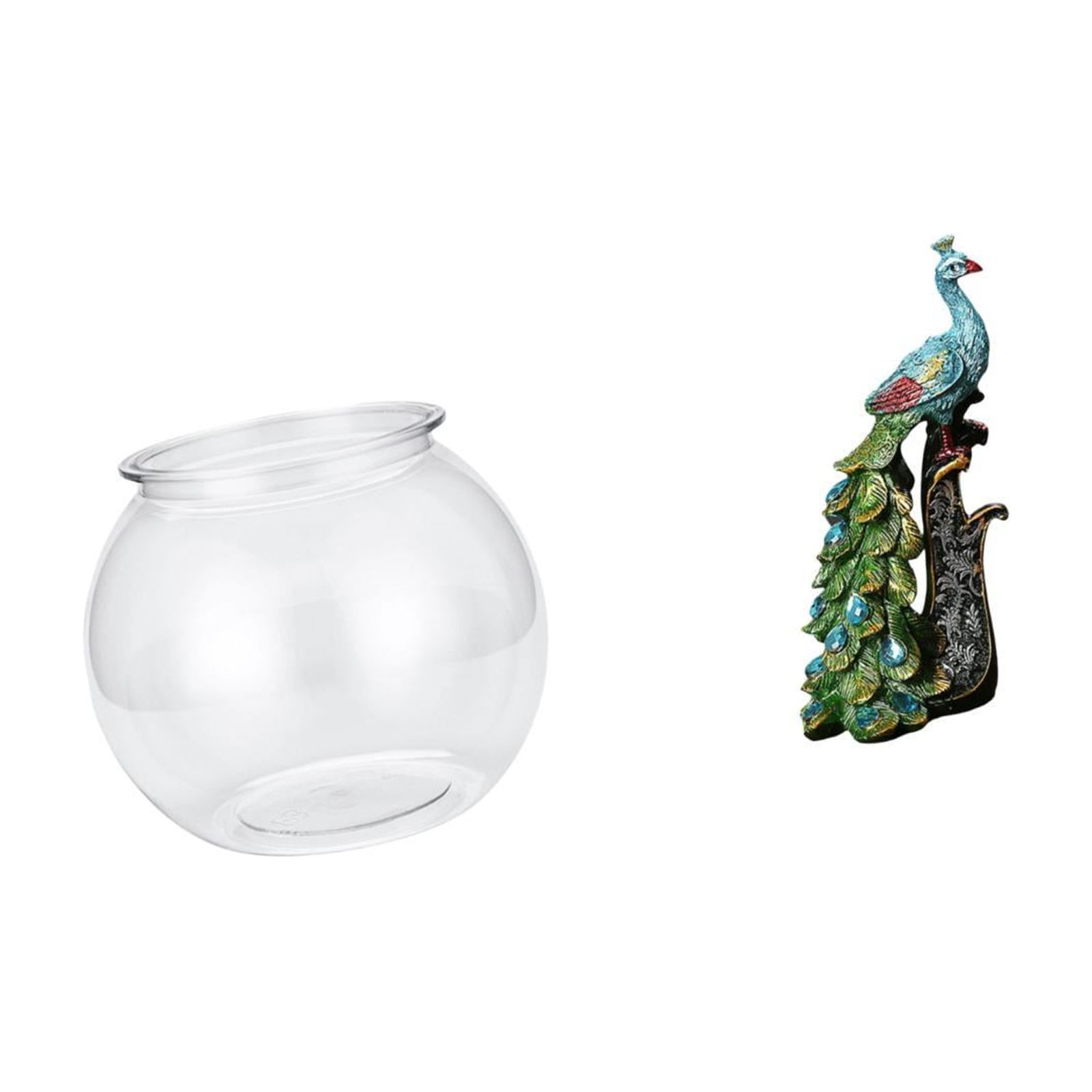 Desktop Aquarium Tank Peacock Statue Fish Bowl Vase Creative Resin Material for Bedroom Office Tabletop Decoration