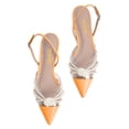 thumbnail image 2 of XYD Women Elegant Pearl Closed Pointy Toe Flats Buckled Strap Shopping Date Daily Sandal Shoes Size 7 Orange, 2 of 4