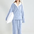 thumbnail image 6 of cfhntfmh Two Piece Sets for Women Sweatsuit Wide Leg Jogger Sets with Pockets Long Sleeve Lapel V Neck Sweatshirt Fall Tracksuit（Blue,Large), 6 of 7