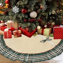 KOYPTL Christmas Tree Skirt 40 Inch Buffalo Plaid Tree Decorations Winter Christmas Tree Mat for Home Party Holiday Indoor Outdoor Happy Christmas Tree Decorations Christmas Decorations