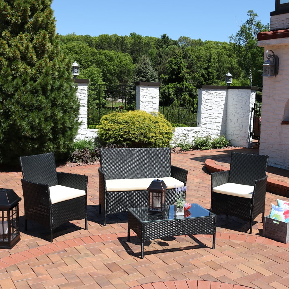 Sunnydaze Adelaide Patio Furniture Set, 4-Piece, Outdoor Wicker Rattan Construction with... by Sunnydaze Decor