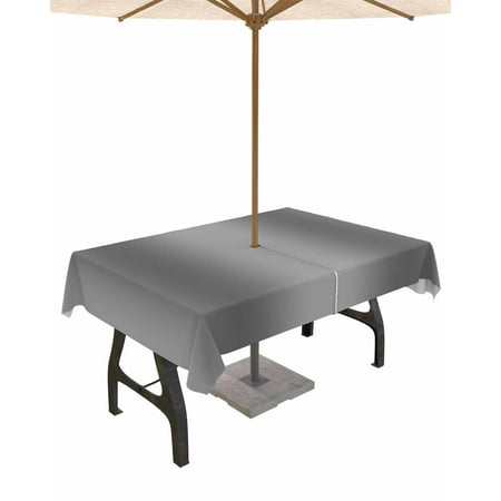 

Lsrtoss Outdoor Tablecloth with Umbrella Hole & Zipper Gray Ombre Rectangle Tablecloth 52x70 Inch Modern Abstract Art Farmhouse Gradient Patio Table Cover Waterproof Table Cloth for Picnic/Party