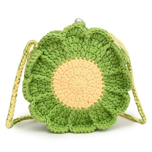 BINGLI Daisy Flower Crochet Bag Handmade Knitted Cr‘ossbody Bag Phone Bag Floral Knitting Tote Bag For Women Summer Beach with Multiple Types to Choose Manual Weaving Use