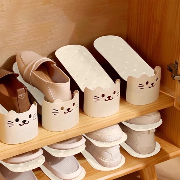 Double Stackable Shoe Rack - 10.2x7x3.94in Adjustable Cabinet Organizer, Single Tier Space Saving Shelf for Sneakers and Flats, Ventilated Shoe Storage