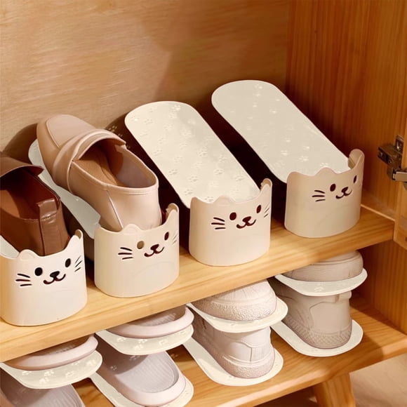 Organizador de zapatos de doble capa, elevador de plástico ajustable para almacenamiento de zapatos en estantería de armario, diseño ventilado que ahorra espacio, soporte simple, blanco/negro/rojo