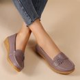 thumbnail image 2 of Mocassins à Enfiler pour Femmes à Talon Compensé Bas avec Fleurs, Chaussures de Marche Confortables en Cuir Souple, Chaussures de Plage, de Robe et de Travail, 2 of 7